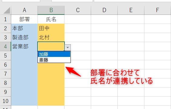 プルダウンで2段階連携1