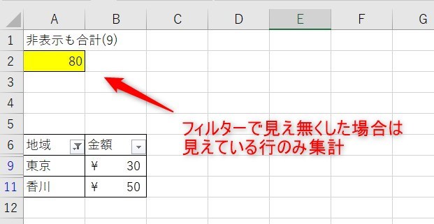 SUBTOTAL関数の使い方5