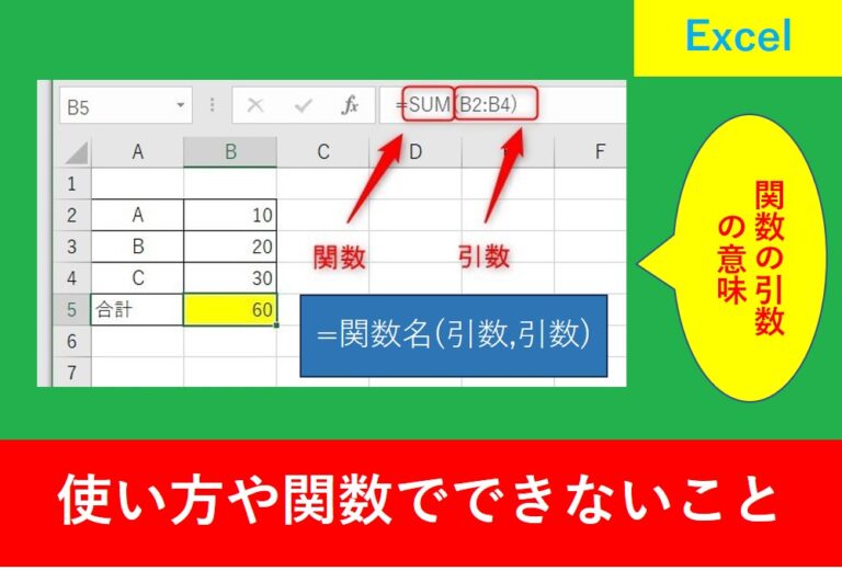 Excelの関数で引数とは?意味や関数でできないこと