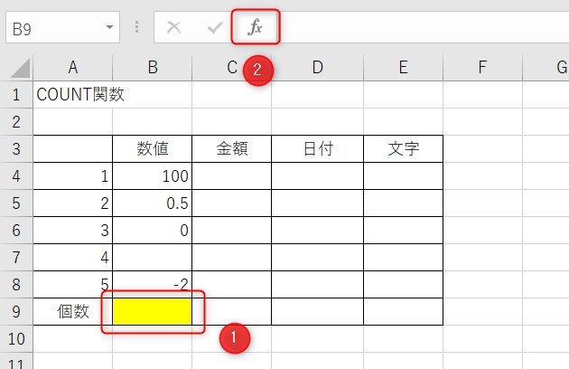 COUNT関数の数値