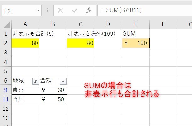 SUBTOTAL関数の使い方9