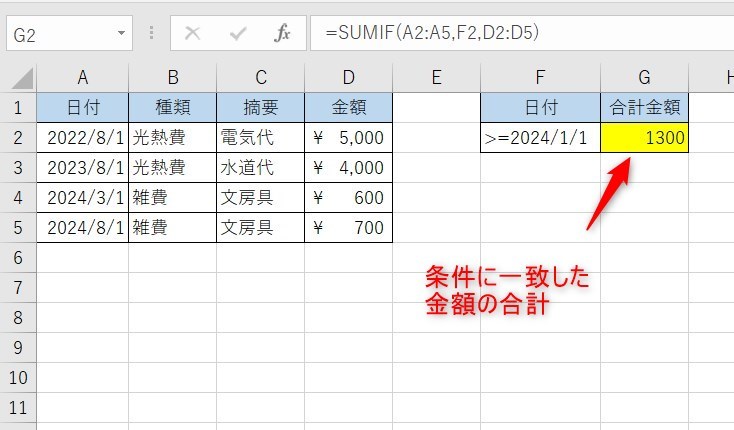 SUMIFの使い方4