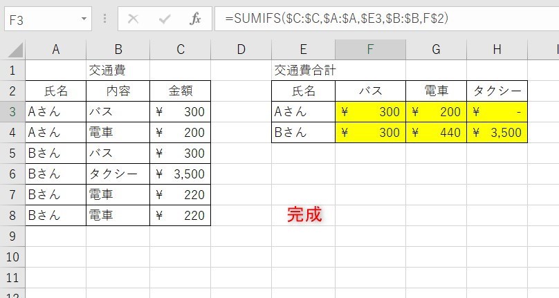 SUMIFSの使い方14