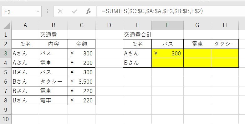 SUMIFSの使い方11