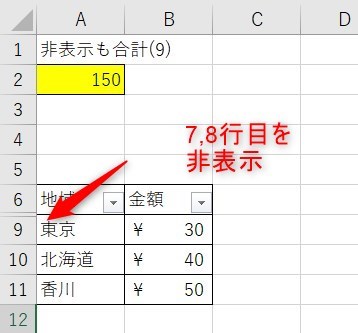 SUBTOTAL関数の使い方4