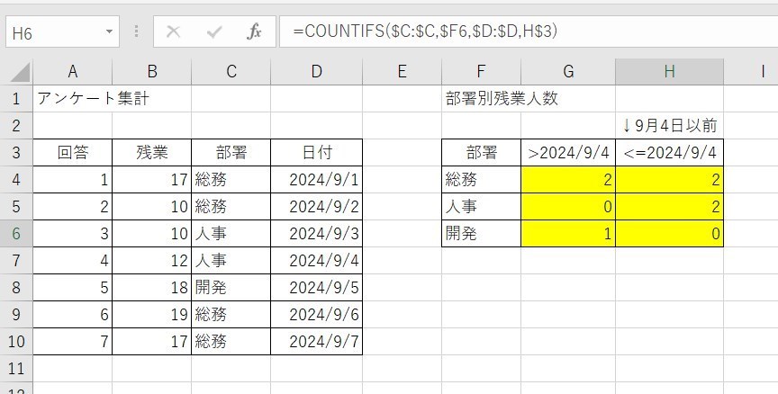 COUNTIFSで日付3