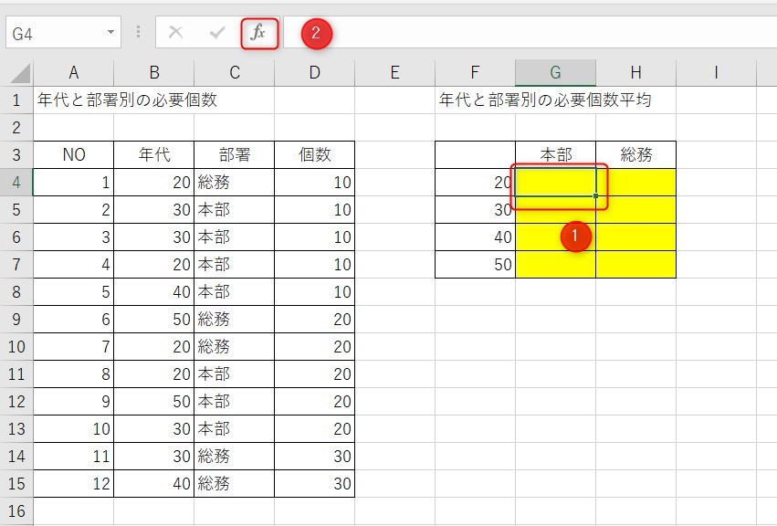 averageifsの使い方1