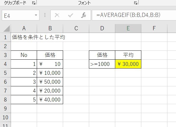 averageif関数の使い方4