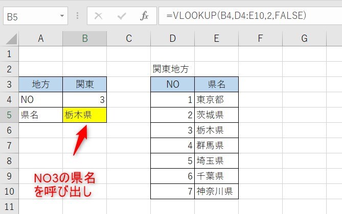 VLOOKUPの通常の使い方
