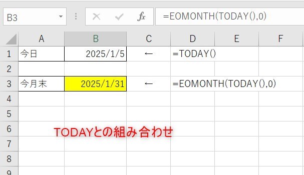 EMONTH関数とTODAY関数