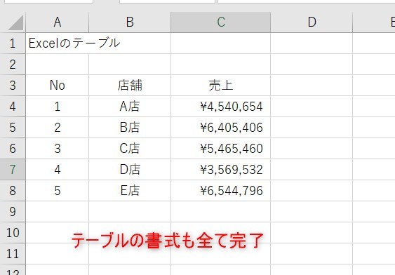 テーブル解除12