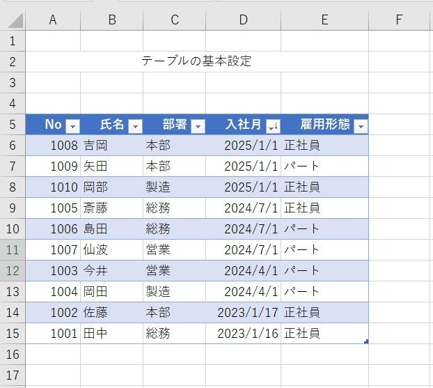 Excelのテーブルでできること6