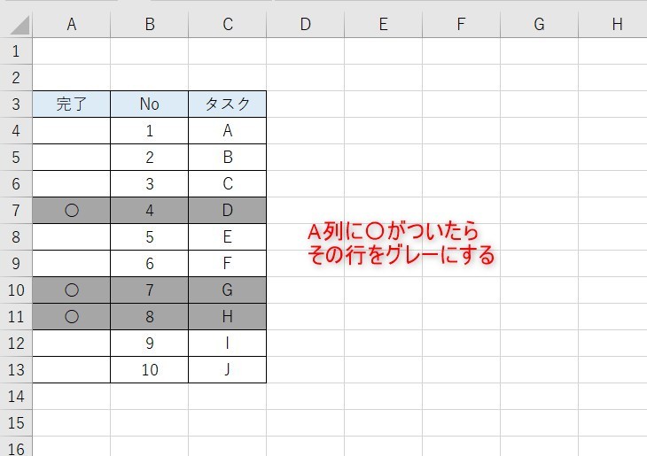 条件付き書式のケーススタディ1