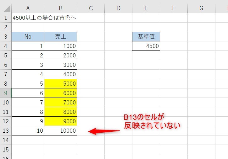 条件付き書式が効かない1