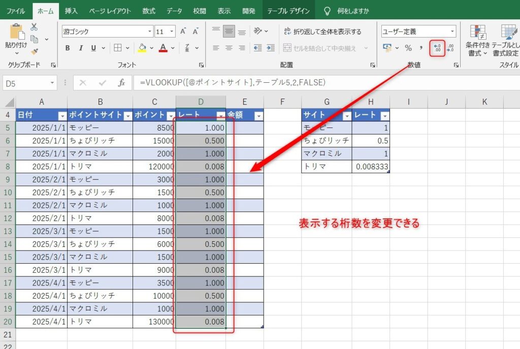 VLOOKUPの完了画像