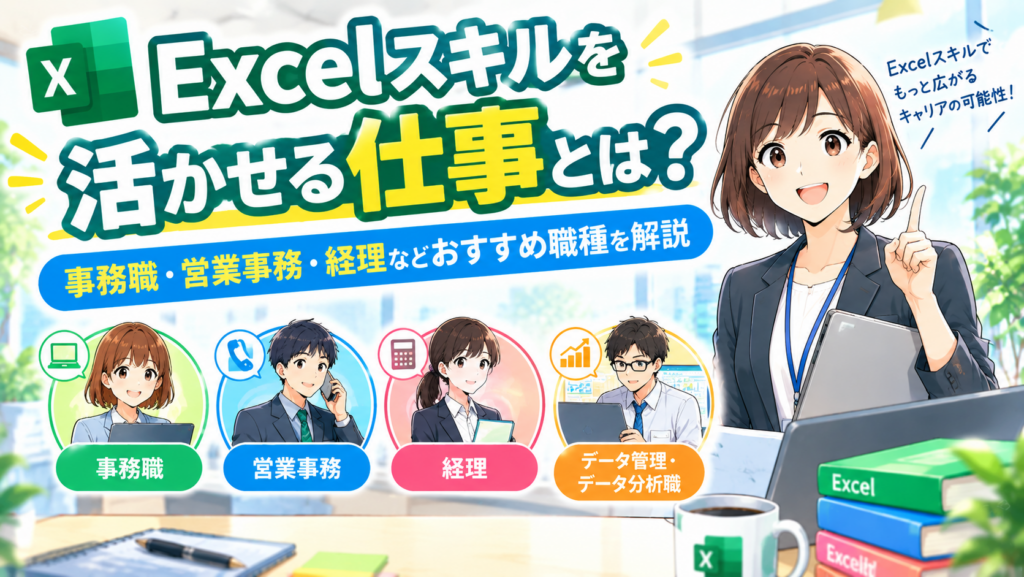 Excelスキルを活かせる仕事とは？事務職・営業事務・経理などおすすめ職種を解説のアイキャッチ画像