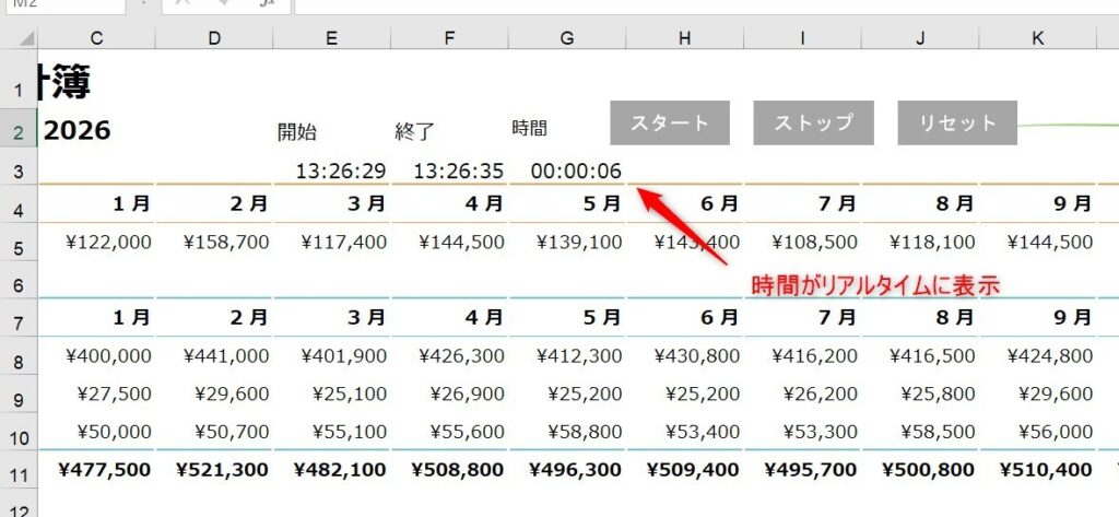 ストップウォッチが動く画像